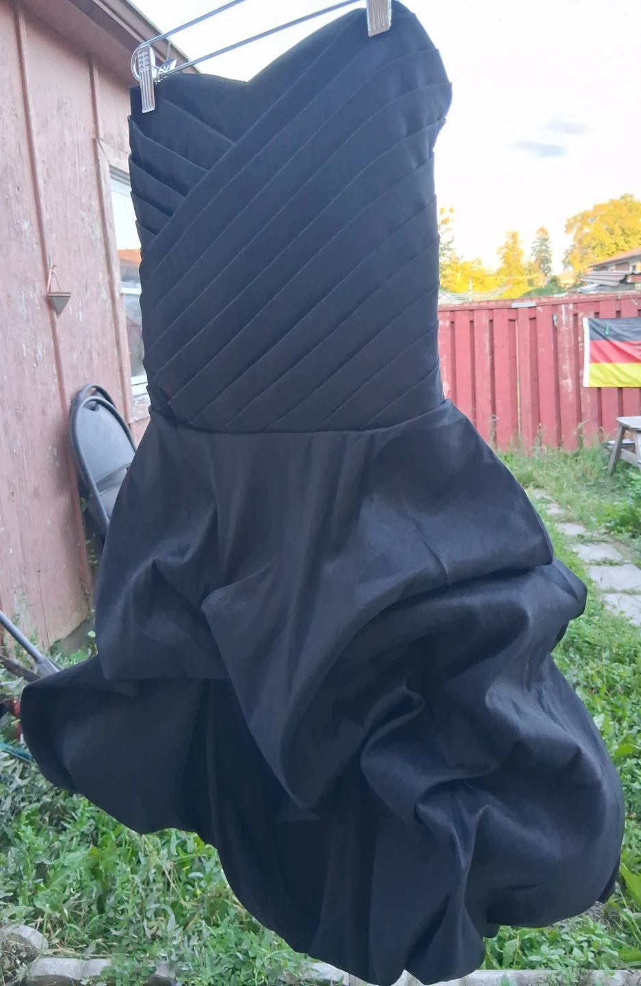 Black Strapless Pleated Dress with Bubble Skirt - photo 2