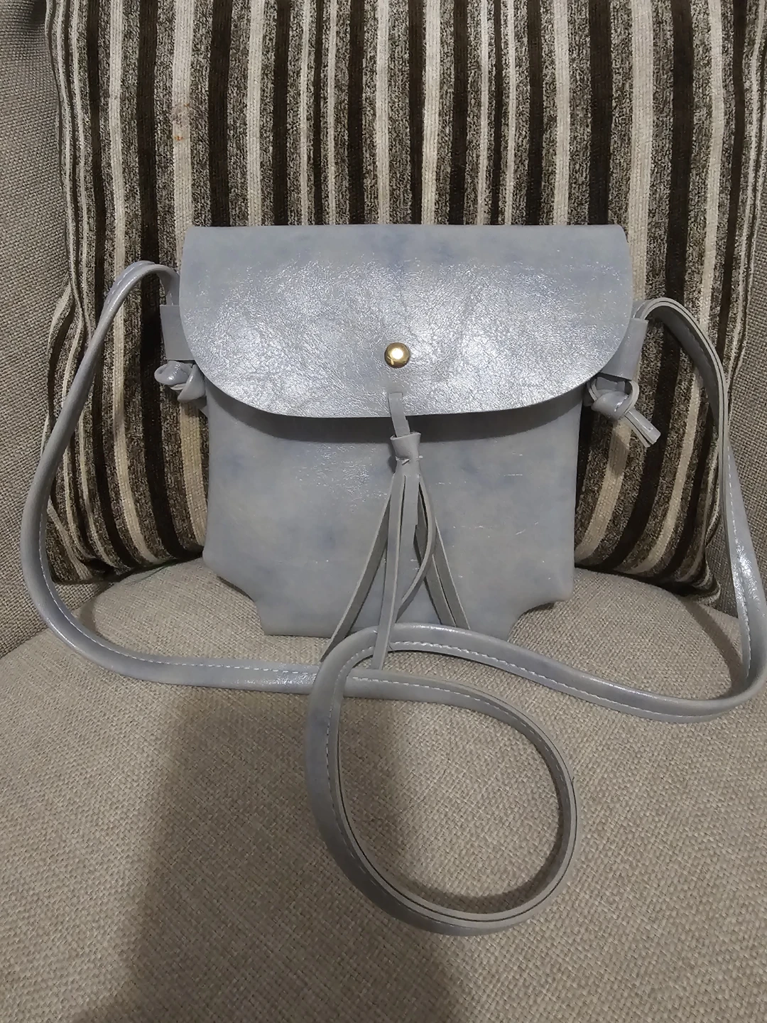 Light Blue Crossbody Bag with Tassel