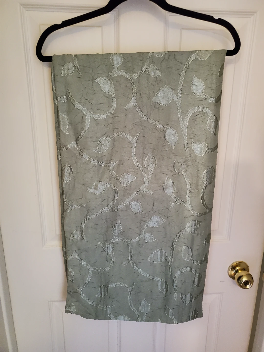 4 Panels Sage Green Patterned Sheer Curtains