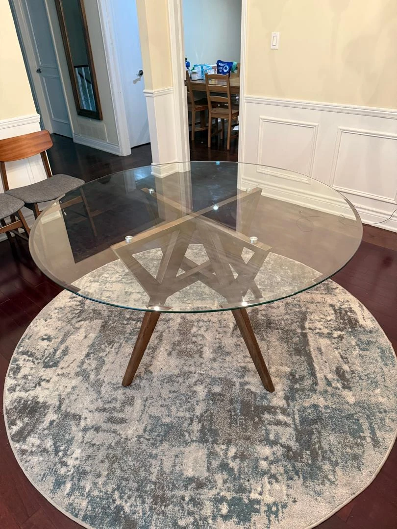 Glass Top Round Dining Table