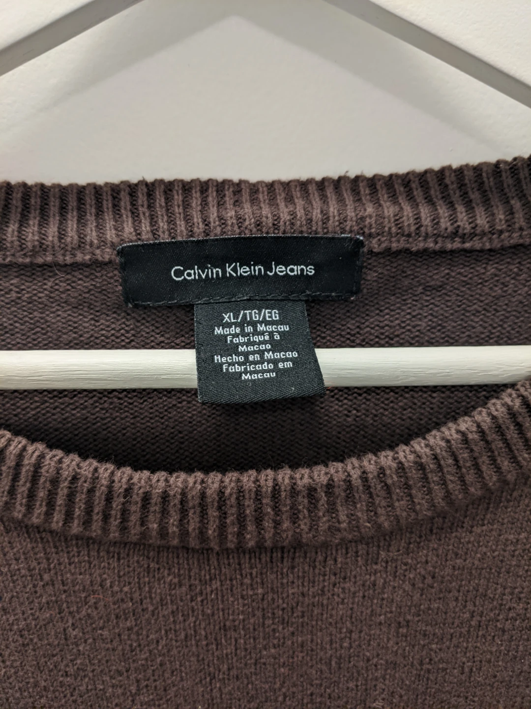 Calvin Klein Jeans Brown Crewneck Sweater with Logo Band - photo 3