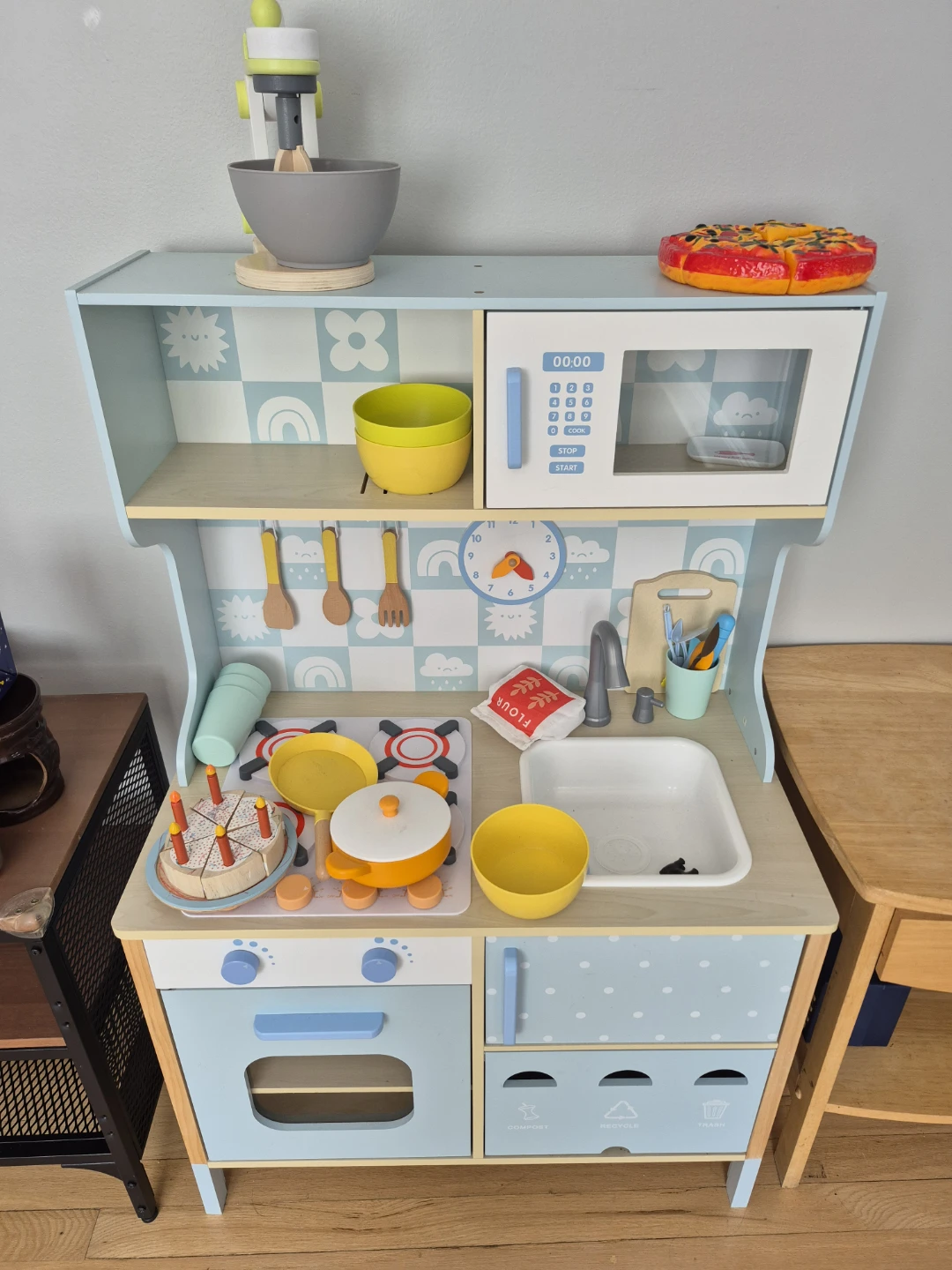 Wooden Play Kitchen with Accessories
