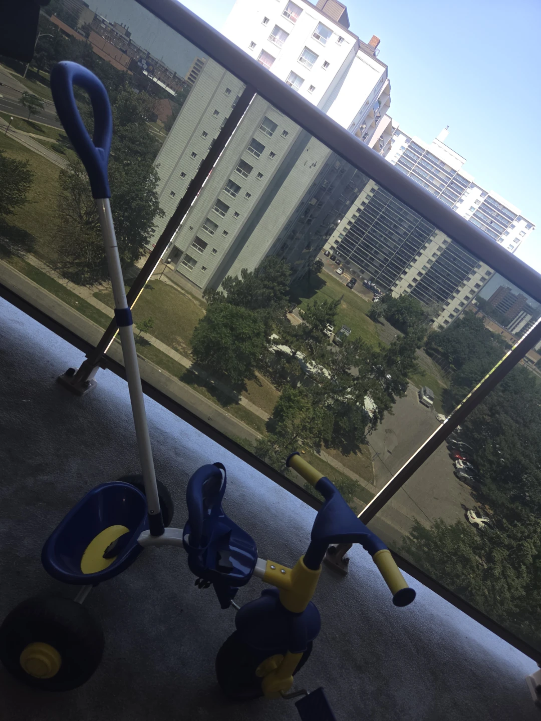 Blue and Yellow Ride-On Tricycle with Parent Handle - photo 2