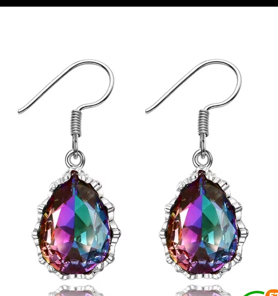 Teardrop Rainbow Crystal Dangle Earrings - photo 2