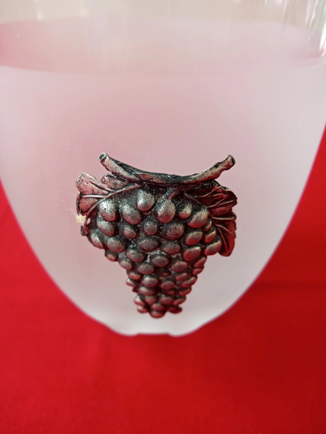 Frosted Glass Ice Bucket with Grape Motif and Tongs - photo 2