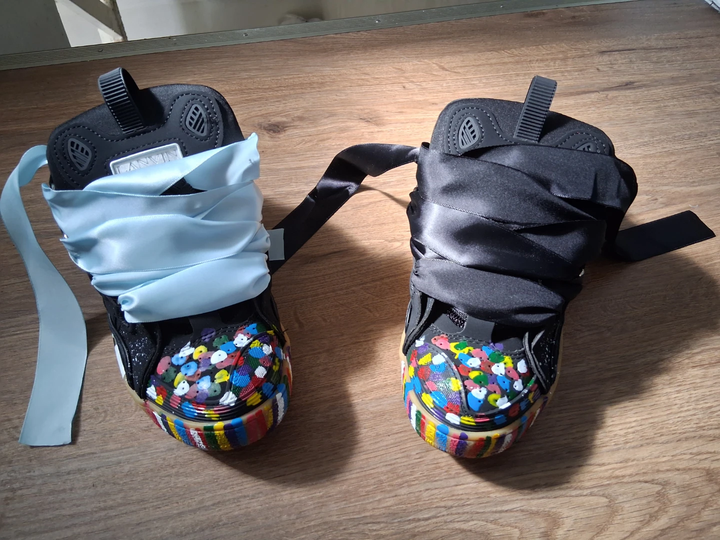 Lanvin Paris Black Sneakers with Colorful Accents