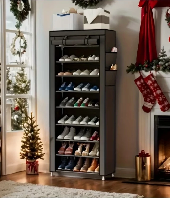 (BRAND NEW) 27 Pairs Dustproof Shoe Rack Organizer Grey