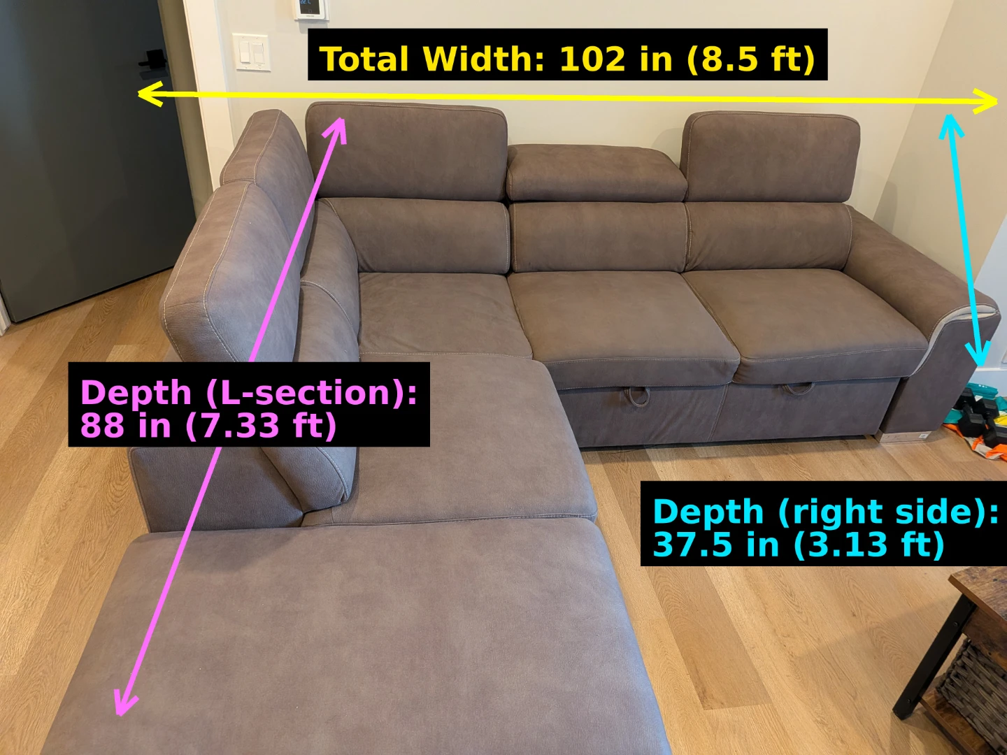 Brownish Sectional Sofa with Storage and bed (3- pieces) - photo 4