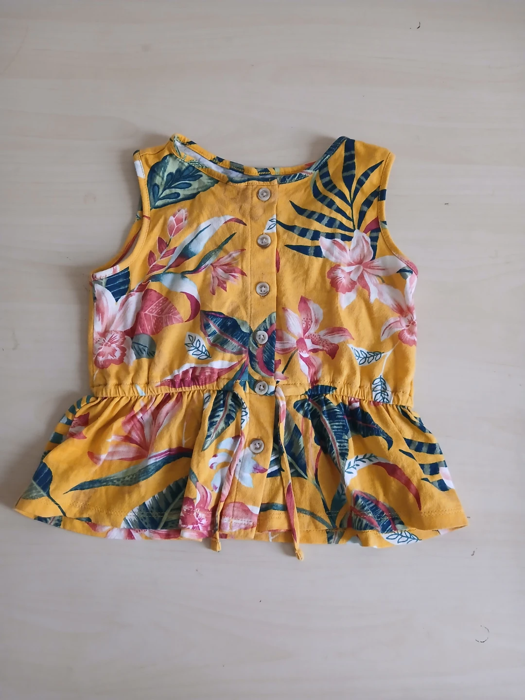 Girls' Yellow Floral Peplum Top