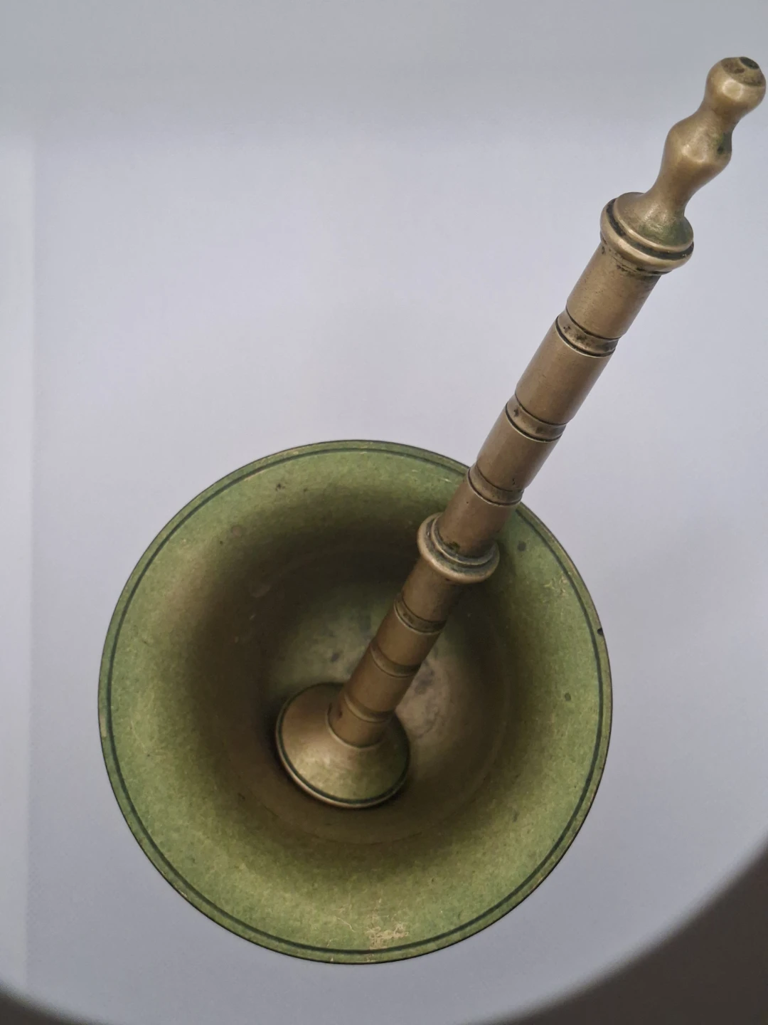Antique Brass Mortar and Pestle Set Stamped JCR 3 - photo 3
