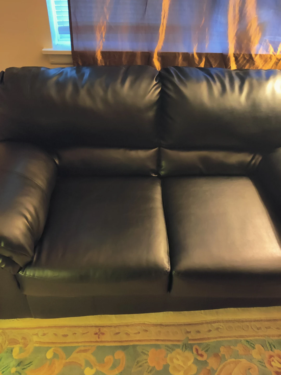 Ashley Black Faux Leather Sofa set - photo 5