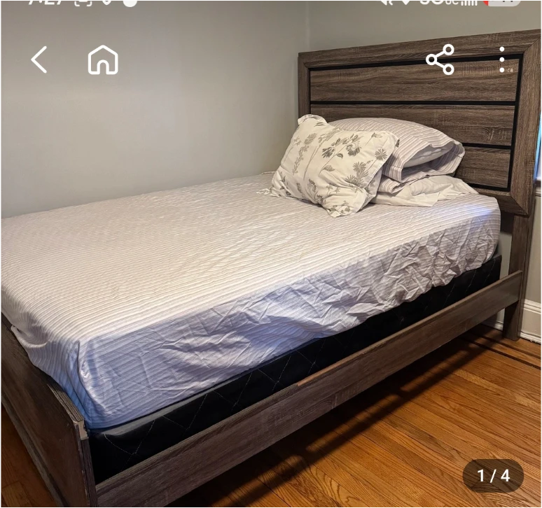 Wooden Headboard Bed Frame with Mattress