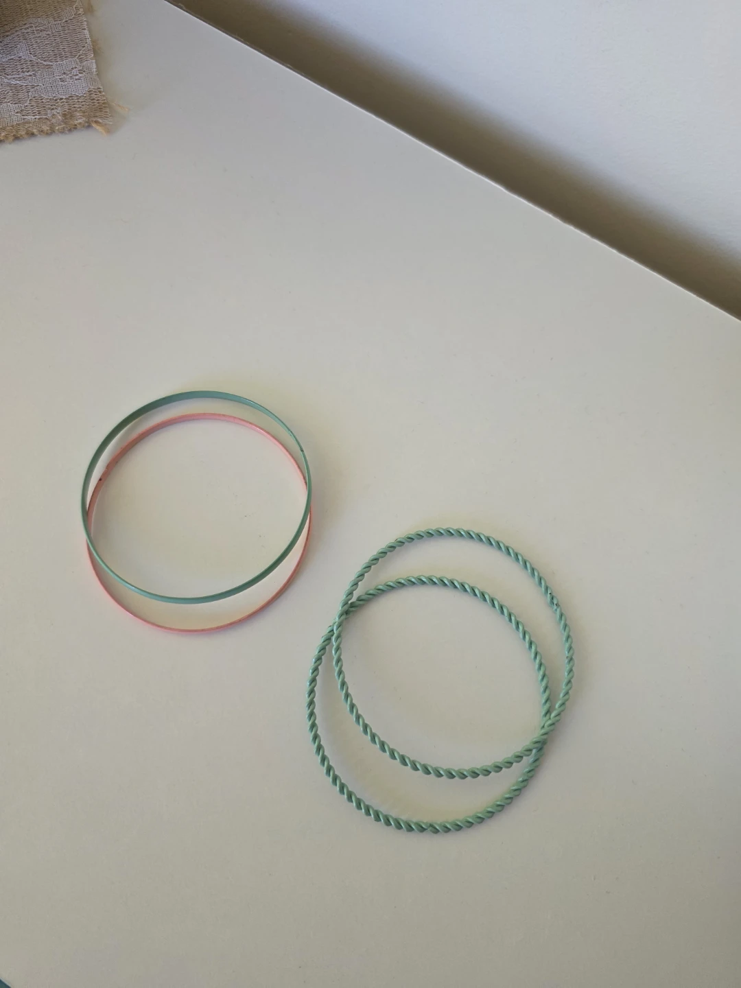 Set of 4 Metal Bangles - Pink and Teal - photo 4