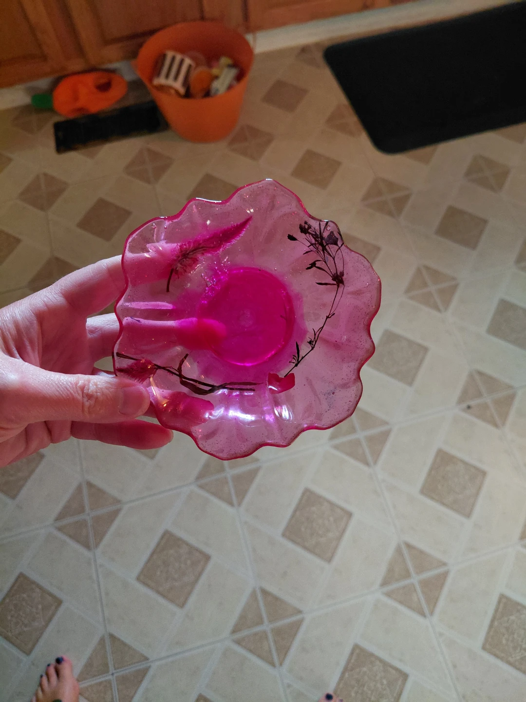 Pink Scalloped Decorative Bowl
