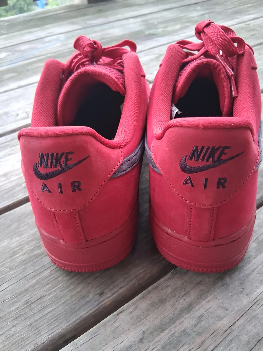 Nike Air Force 1 Red Suede Mesh Sneakers - photo 3