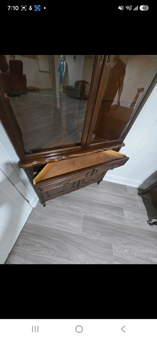 Vintage China Cabinet with Drawers,  Matching side table - photo 3