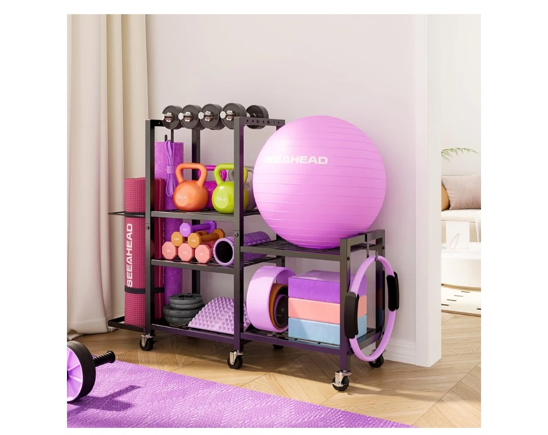 3-Tier Rolling Exercise Equipment Storage Rack - photo 2
