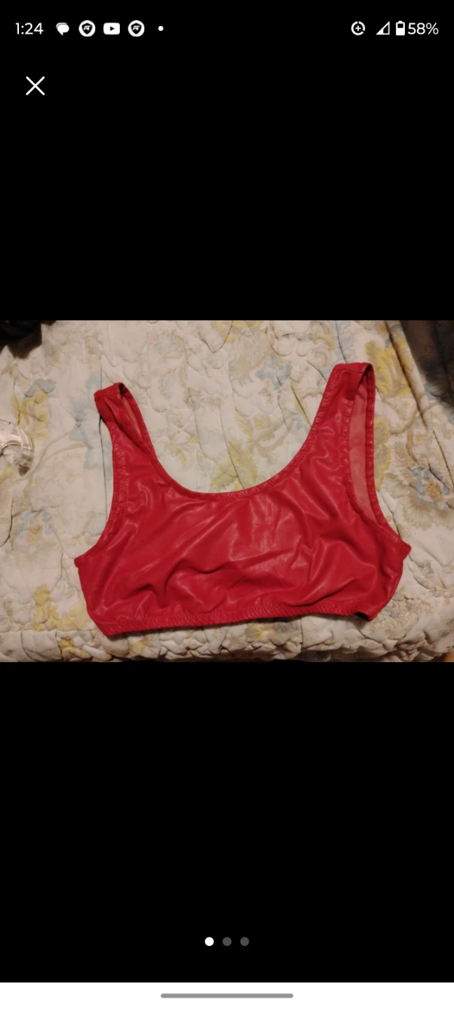Spirit Red Faux Leather Sports Bra Top M