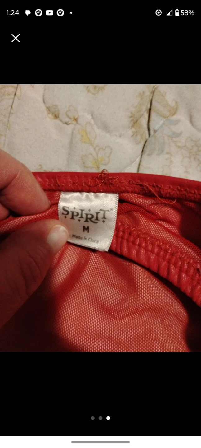 Spirit Red Faux Leather Sports Bra Top M - photo 3