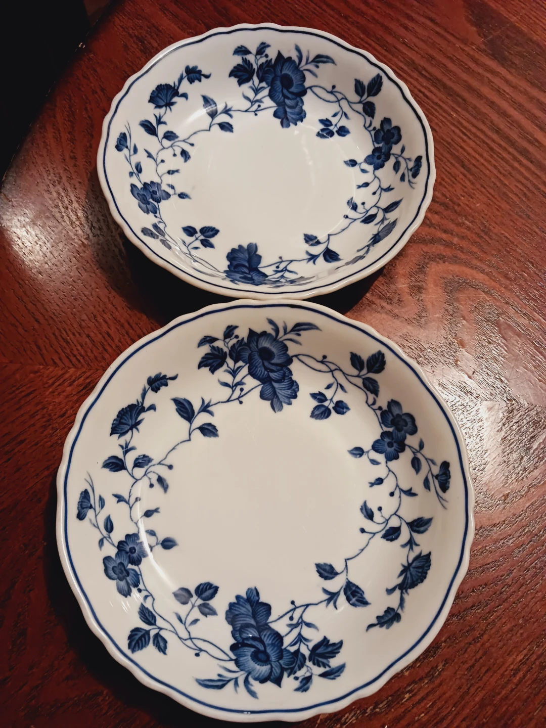 Set of 2 × Royal Meissen Blue Floral Fine China Bowls