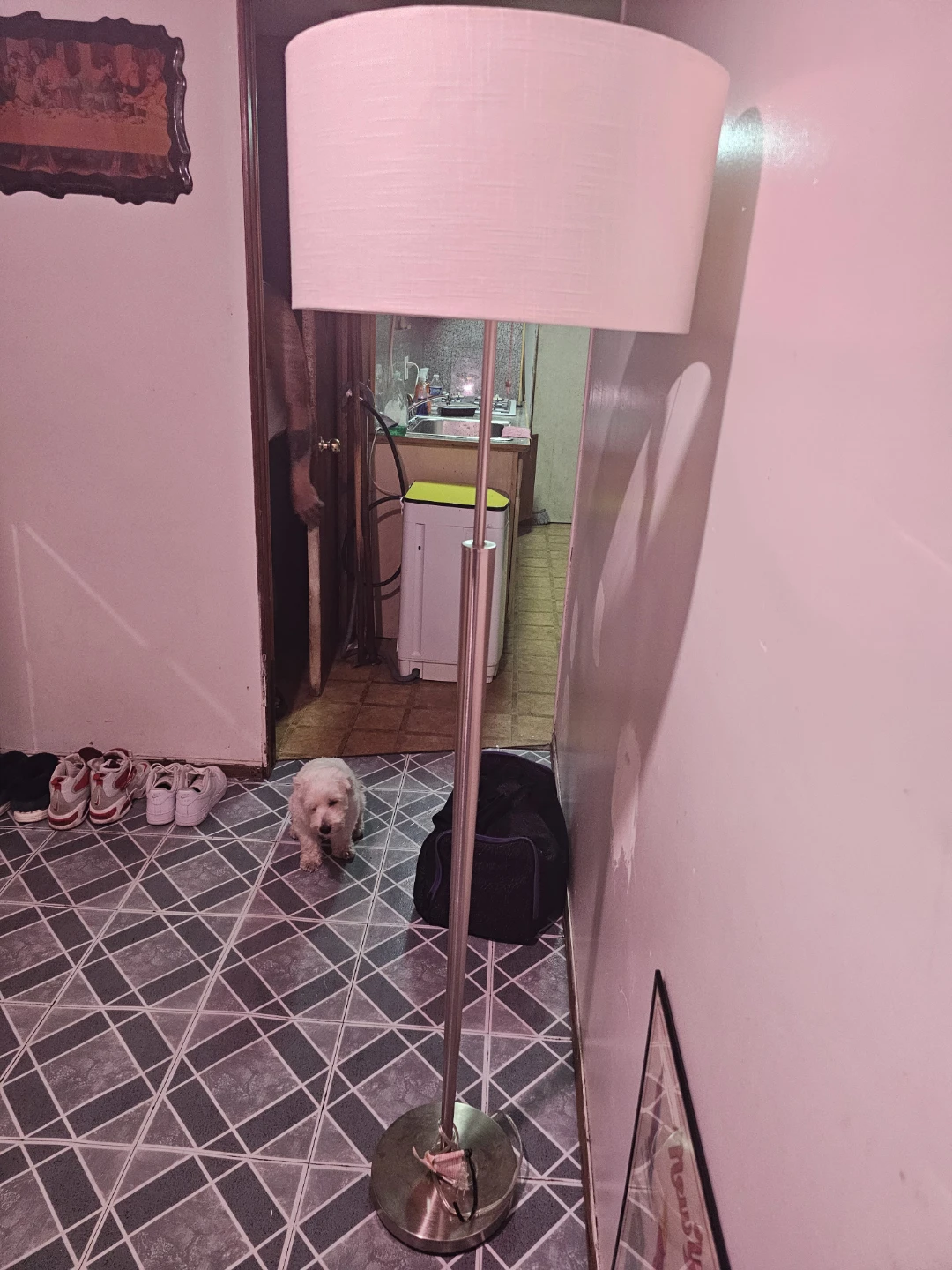 Modern Floor Lamp with White Drum Shade - photo 2
