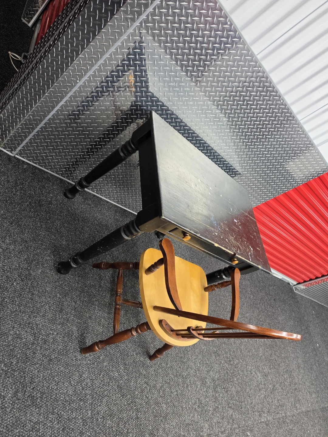 Vintage Black Writing Desk and Wooden Chair Set - photo 2