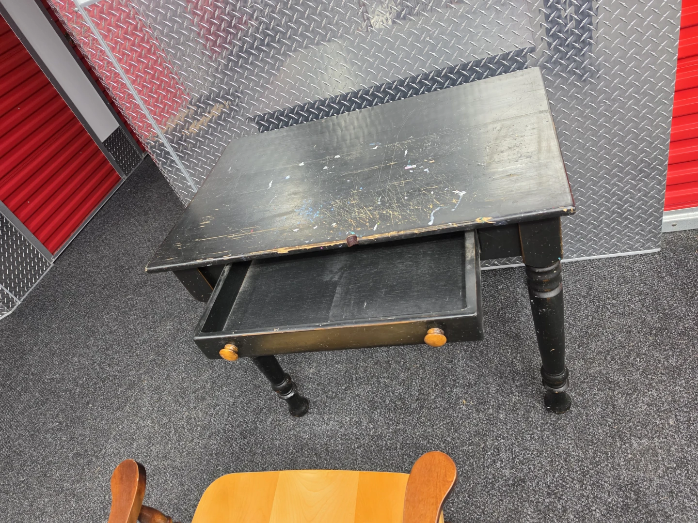 Vintage Black Writing Desk and Wooden Chair Set - photo 4