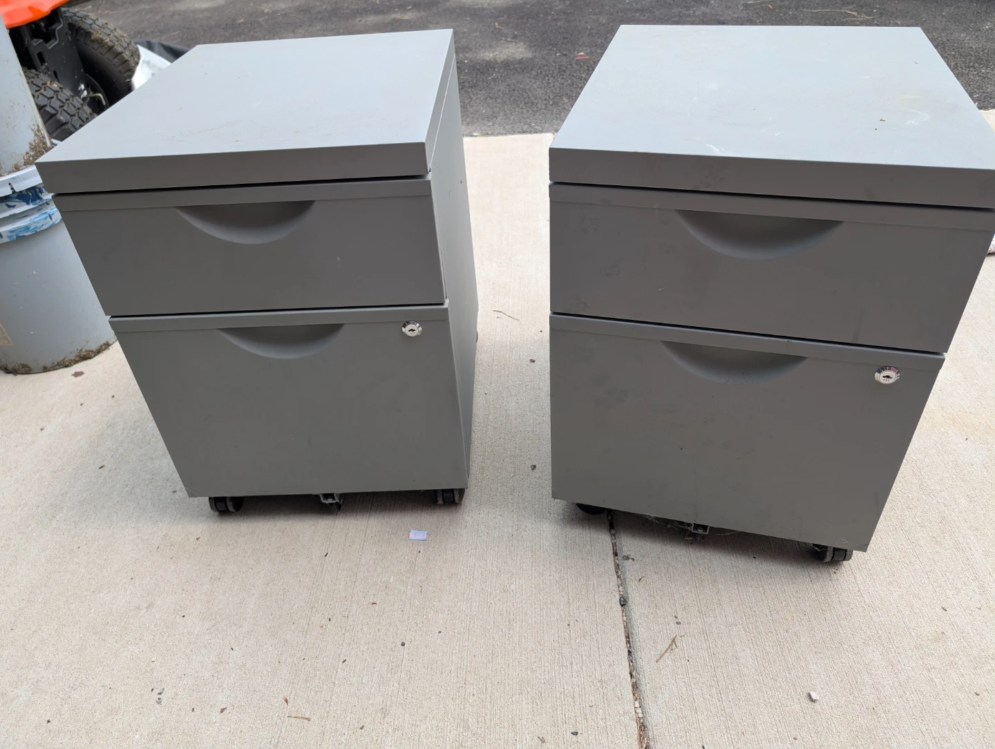 Gray 2-Drawer Mobile Filing Cabinets (Set of 2)