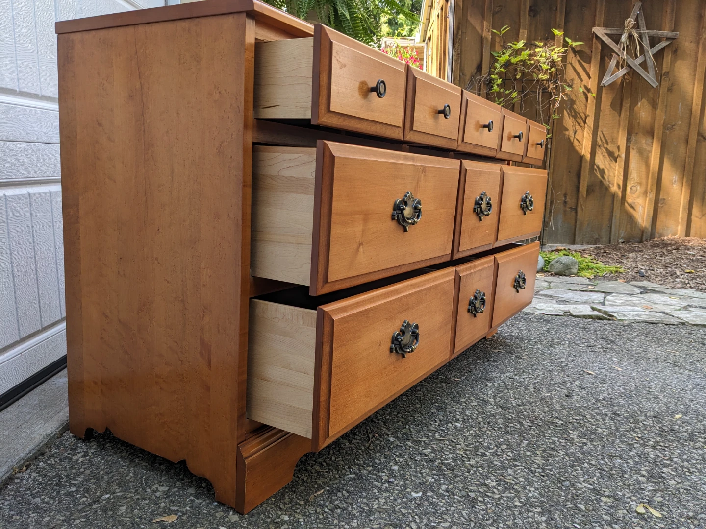 Baronet 9 Drawer Dresser/Mirror in Maple-Like New - photo 5