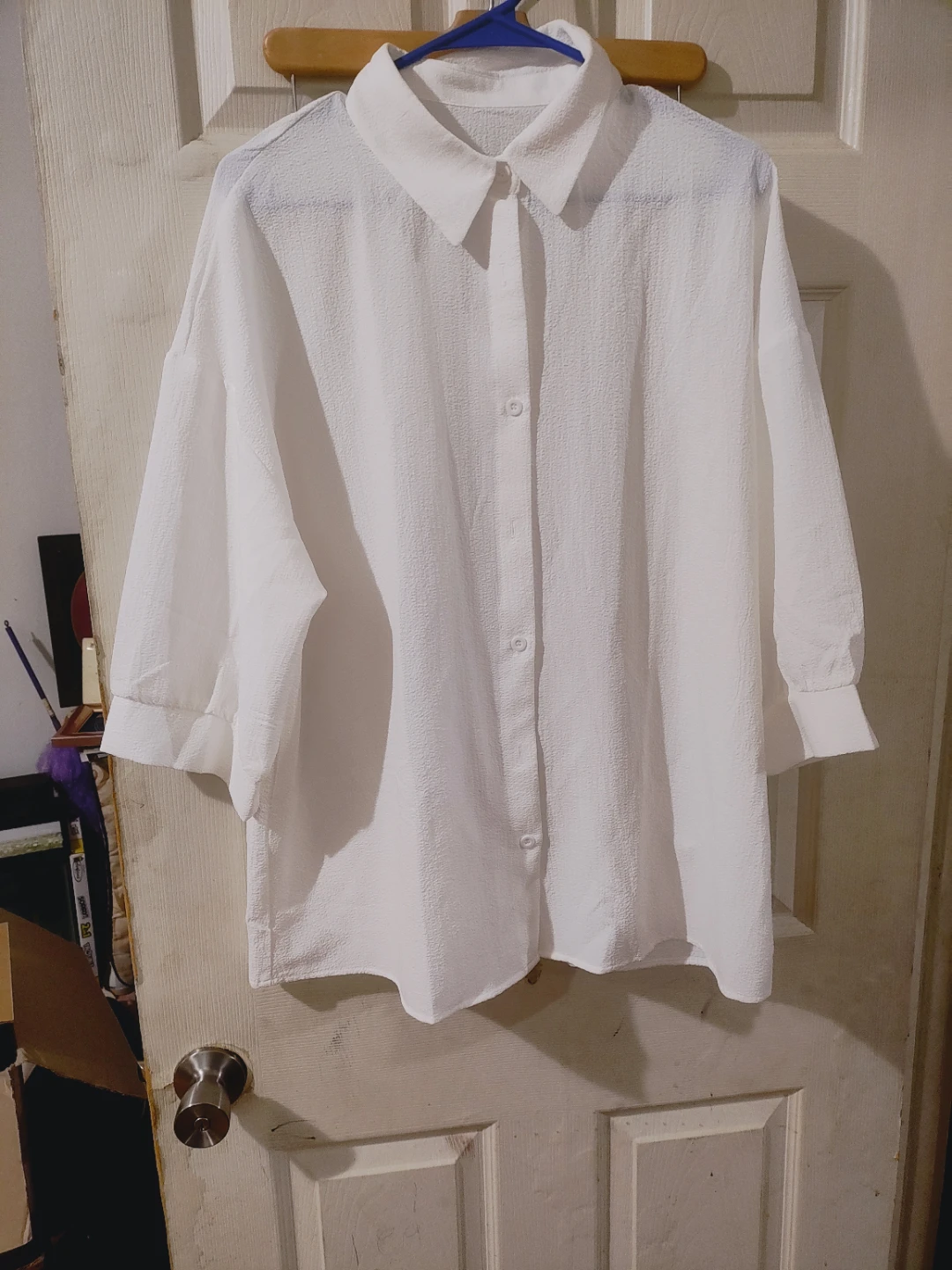 Ivory button down blouse with Black Top Size 0XL NEW - photo 5