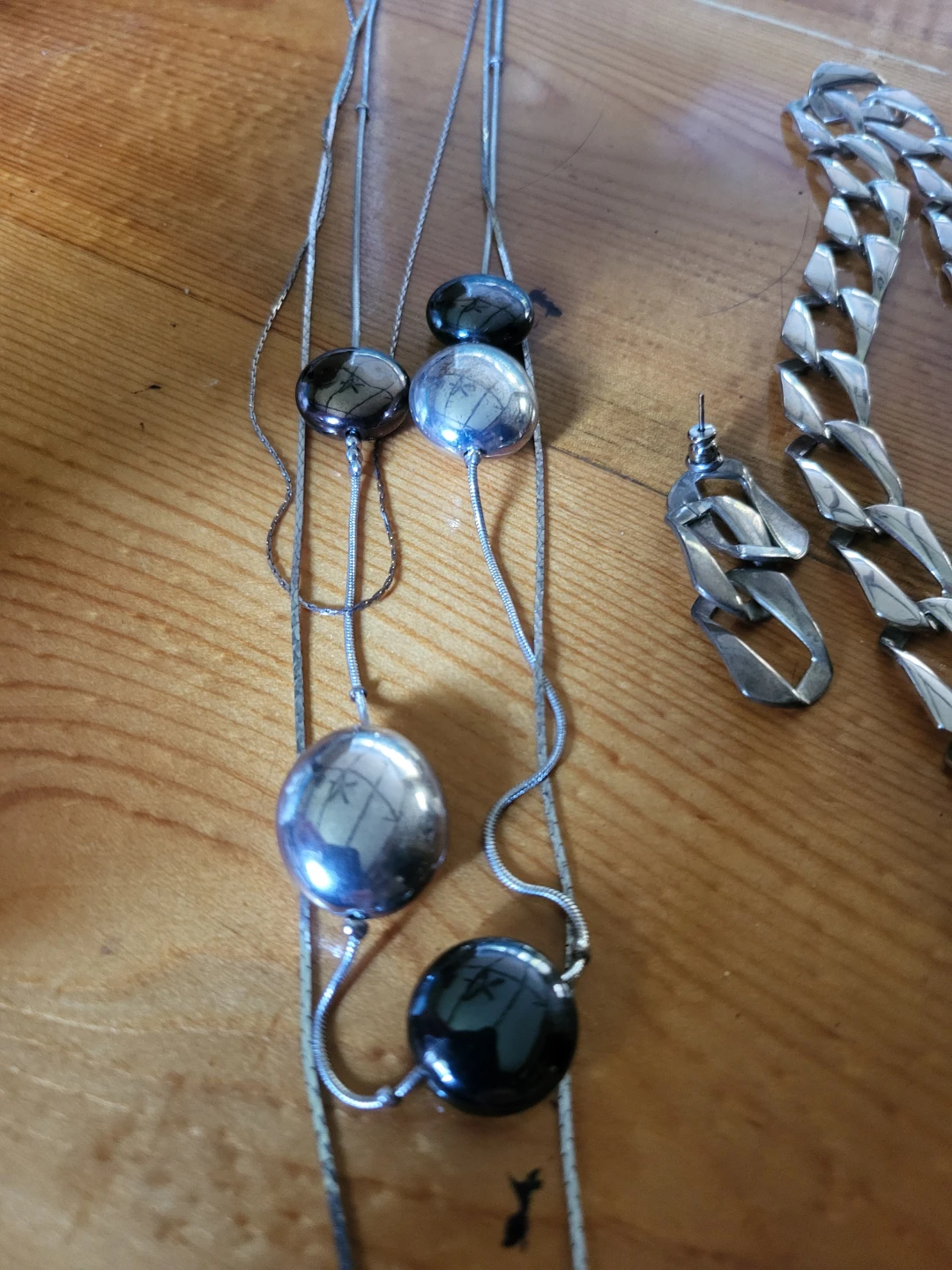 Silver tone chunky chain necklace and earrings set - photo 2