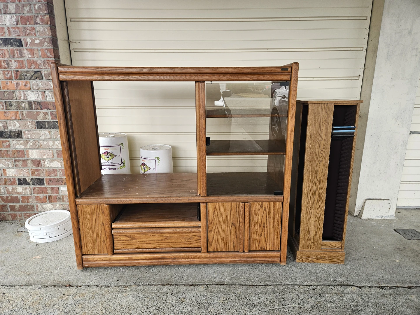 Oak Entertainment Unit with CD Tower