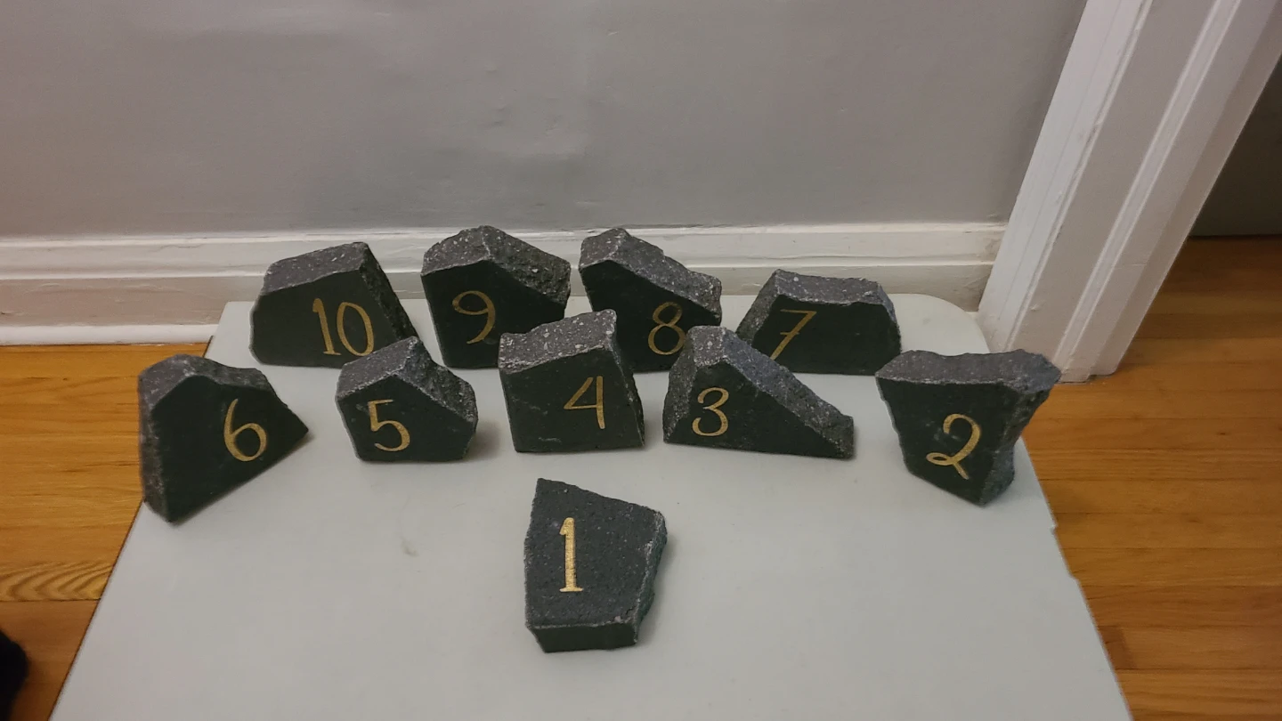 Set of 10 Numbered Stone Decorations
