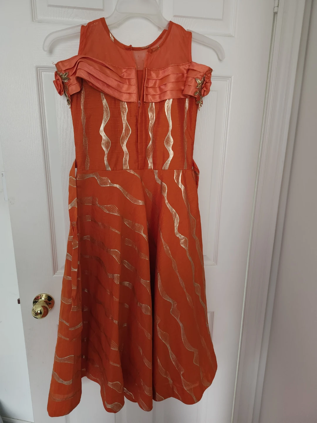 Orange Party Dress with Gold Accents - photo 2