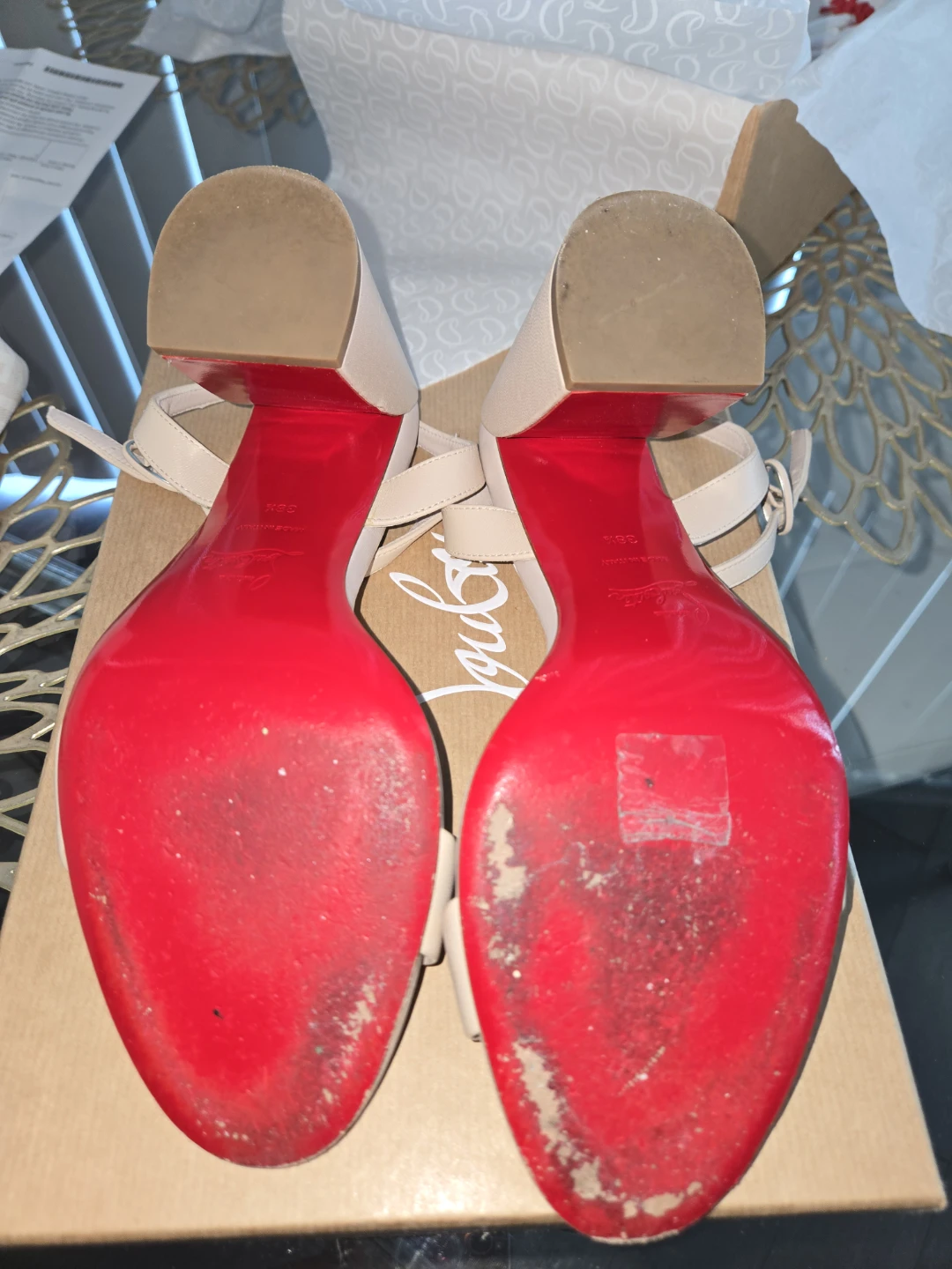 Christian Louboutin Leather Block Heel Sandals - photo 4