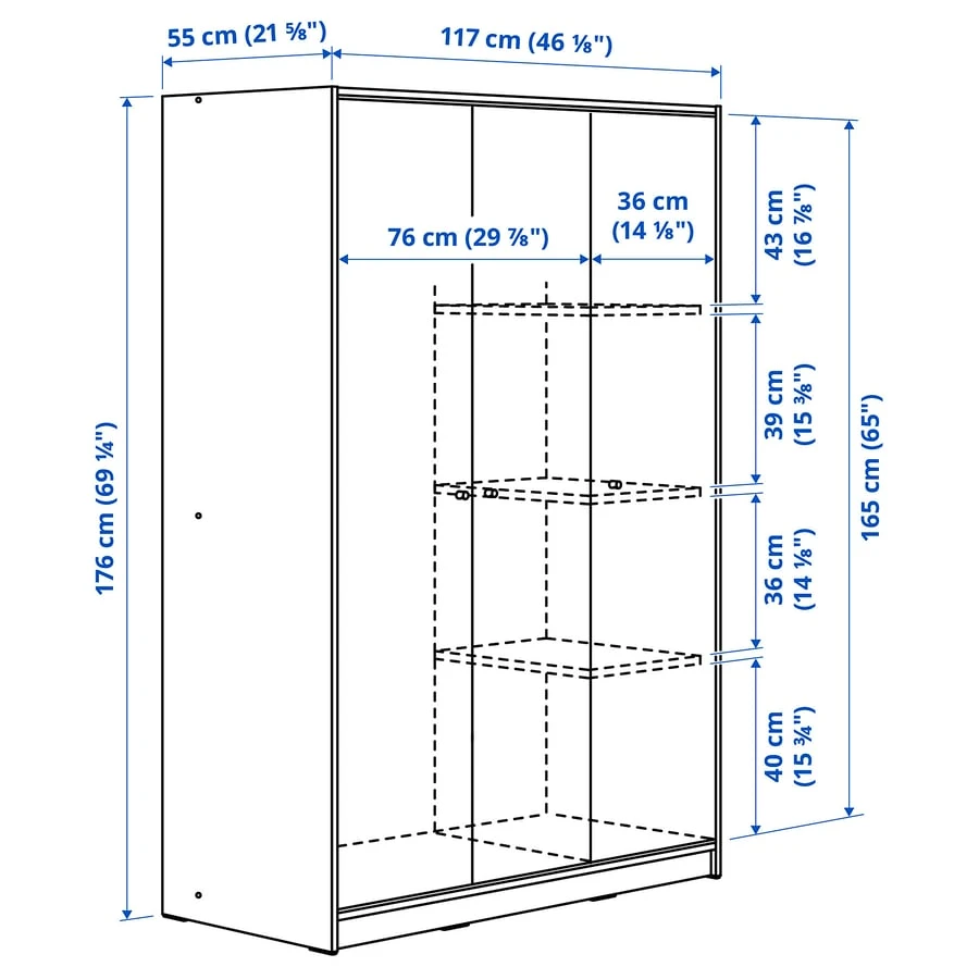 Ikea Kleppstad wardrobe with 3 doors - photo 3