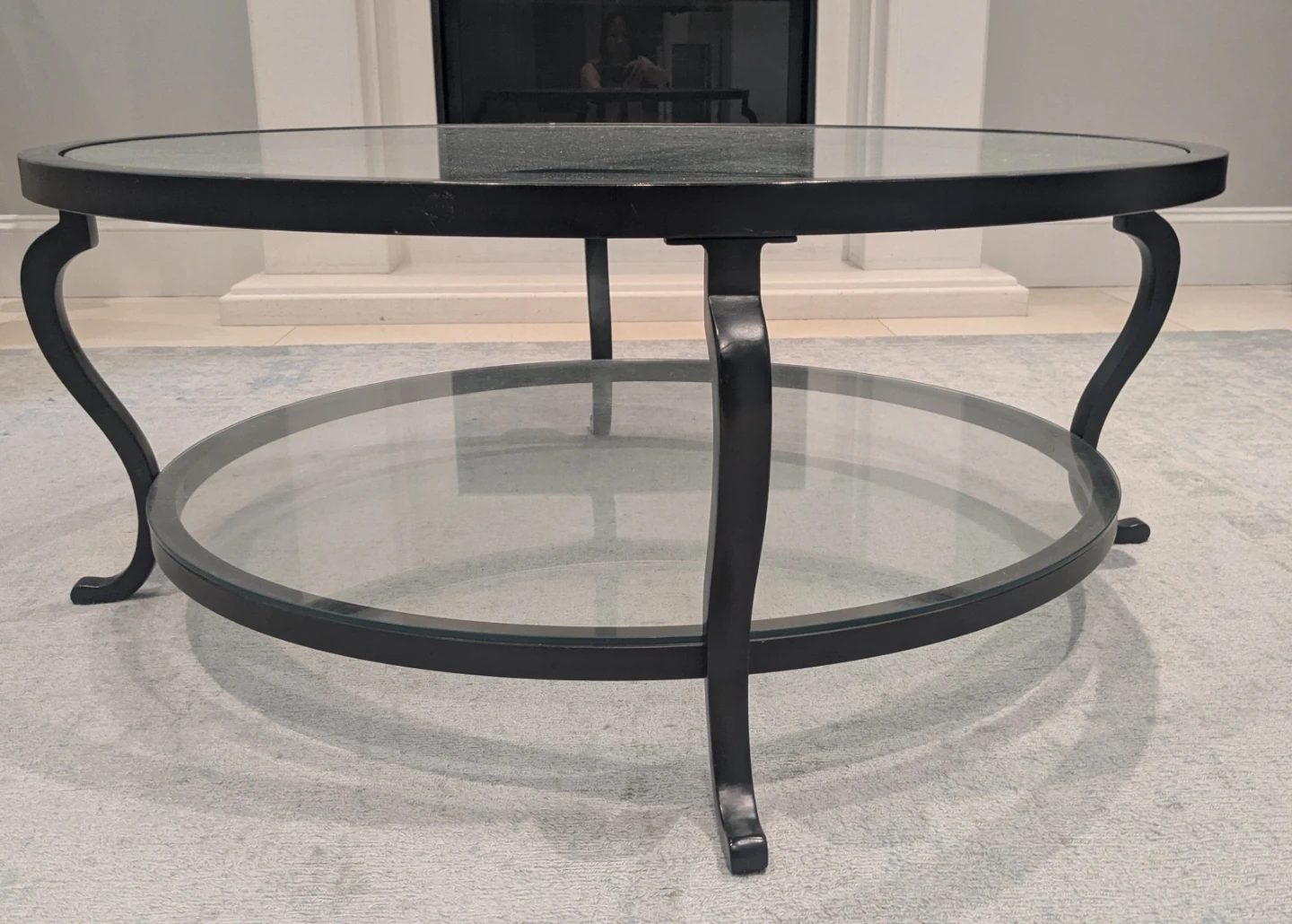Round Glass & Metal Coffee Table & Console - photo 2