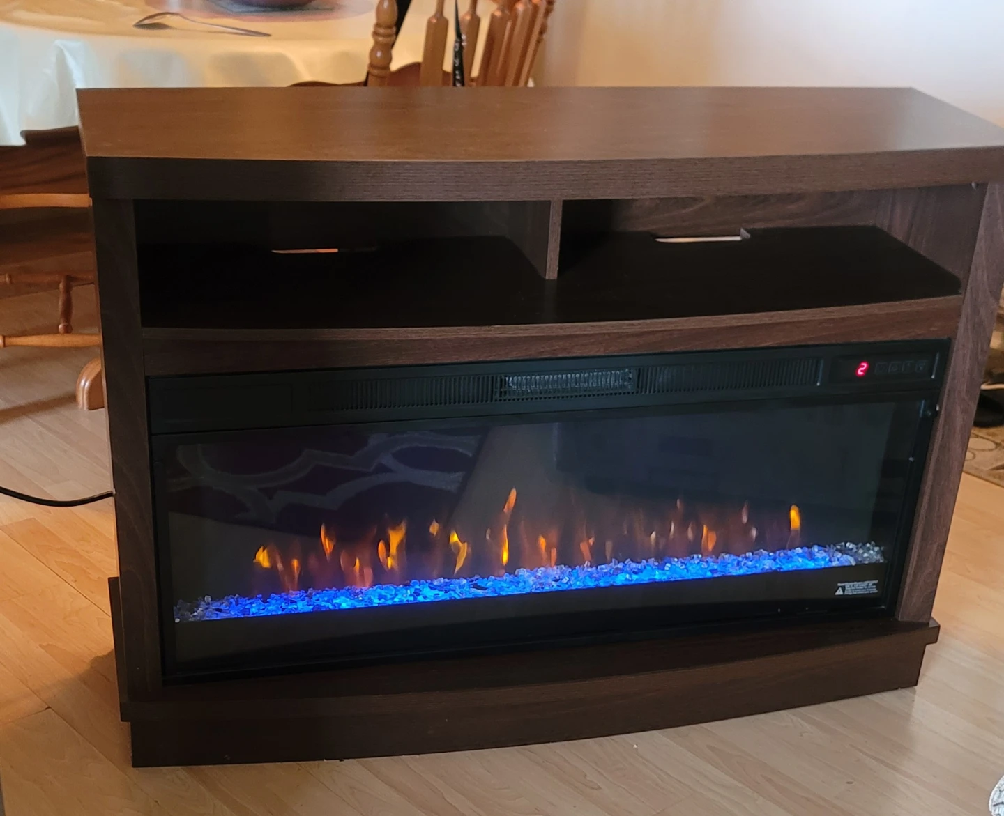 Dark Brown Electric Fireplace Entertainment Unit