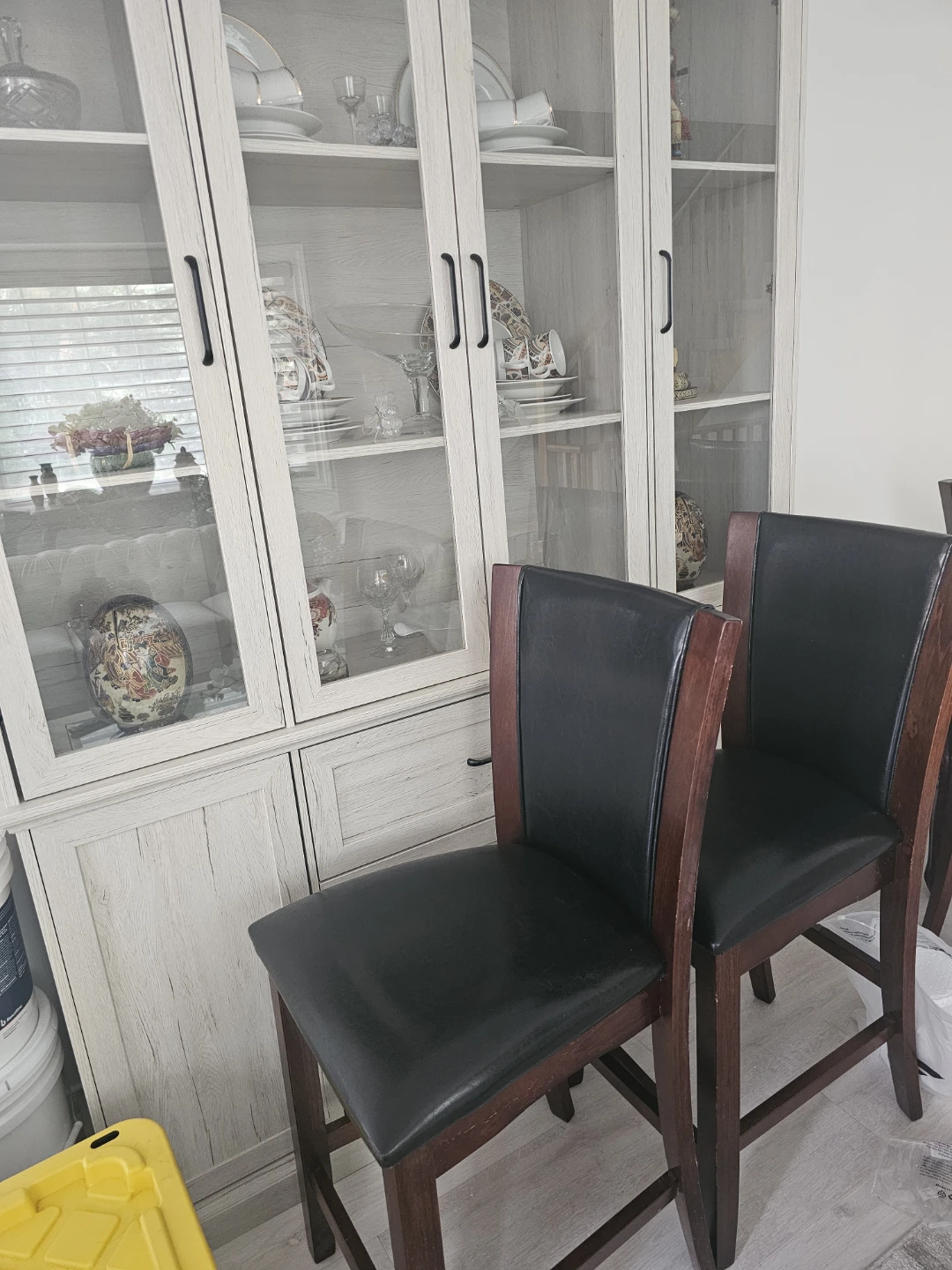 Set of 4 Black Faux Leather Bar Stools - photo 2