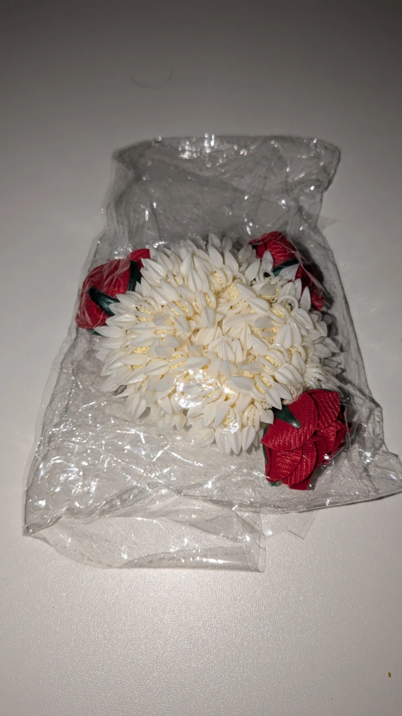 White Flower Garland with Red Accents