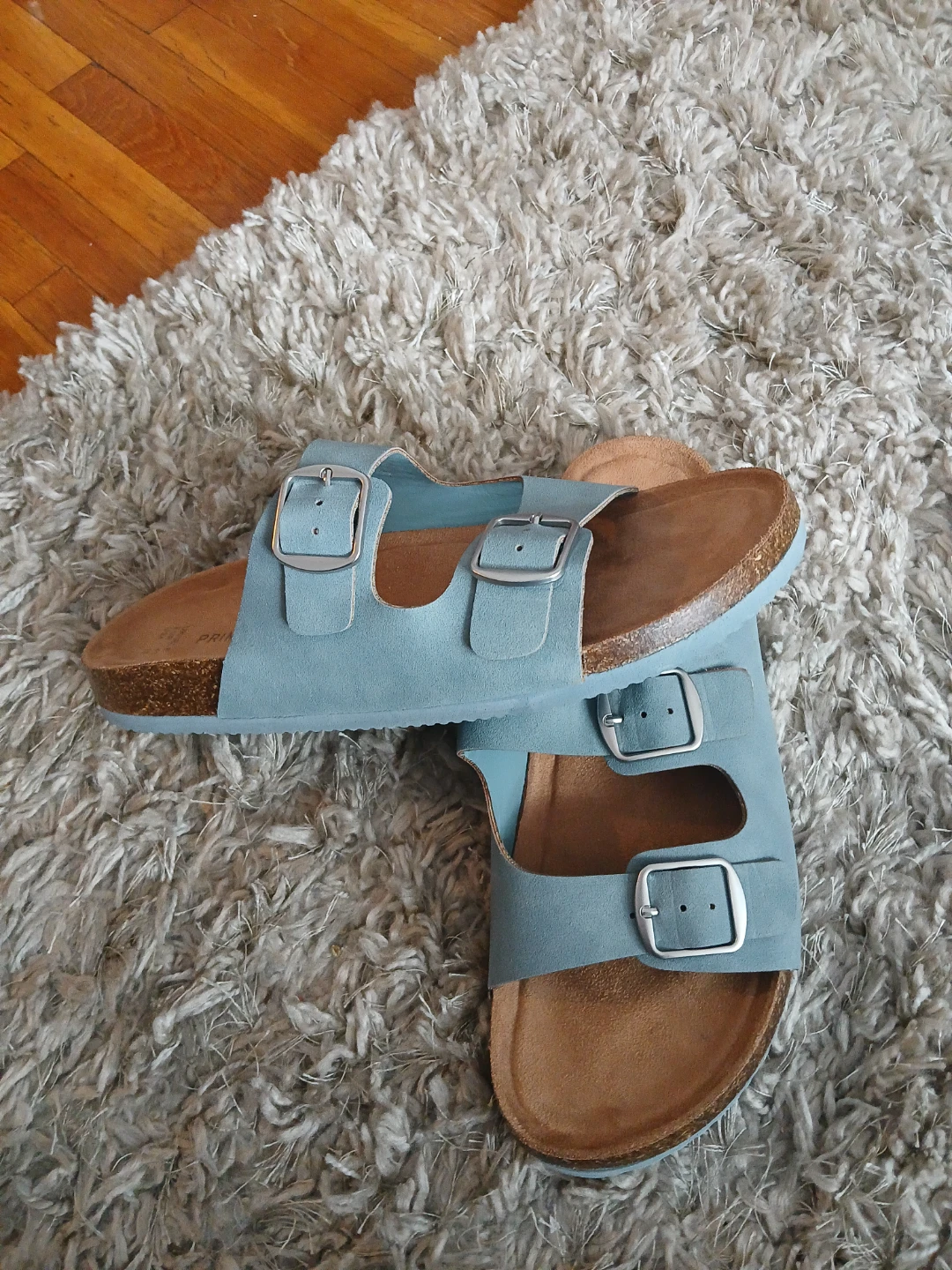 Primark Light Blue Double Strap Slides - Size US 8 - photo 3