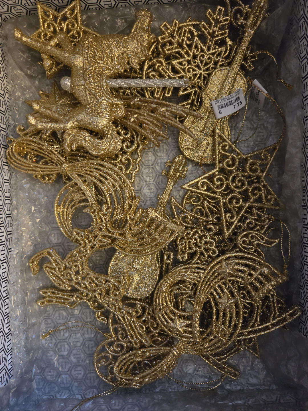 Gold Christmas Ornaments Set