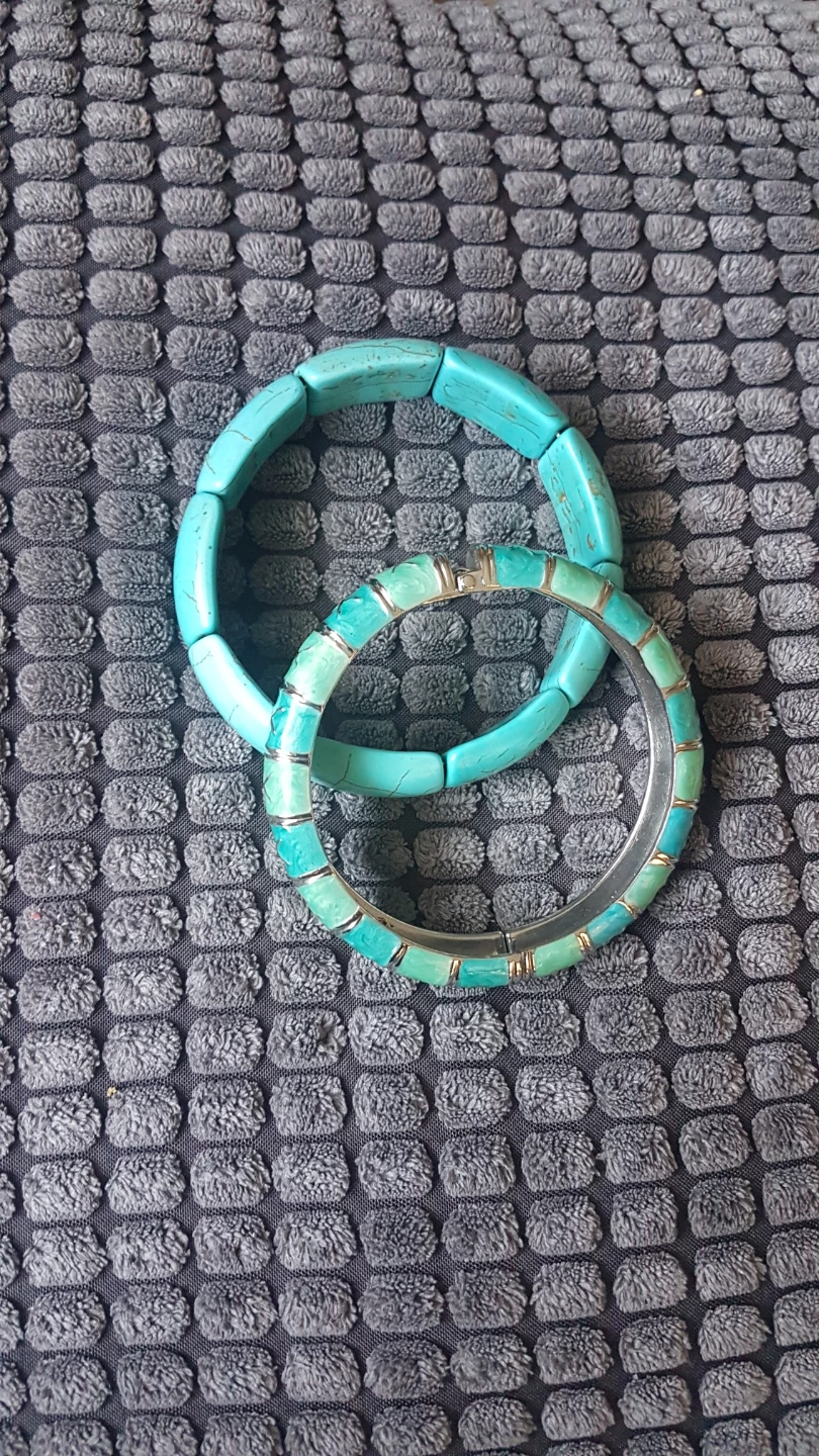Turquoise Beaded & Bangle Bracelets Set