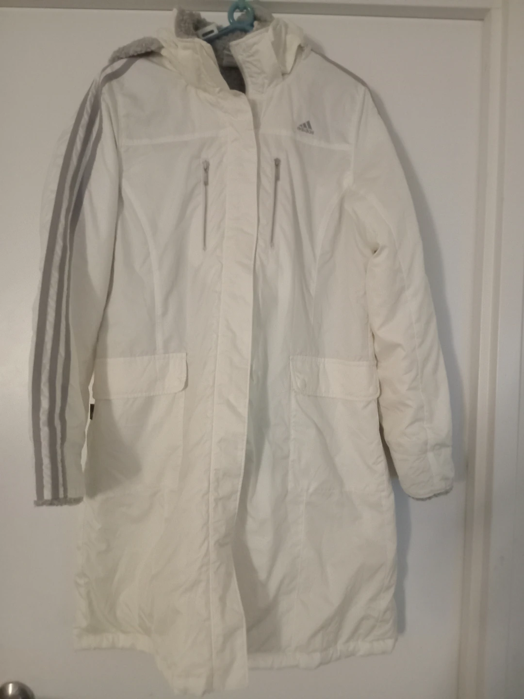 Adidas Women's White Sherpa Lined Parka Jacket