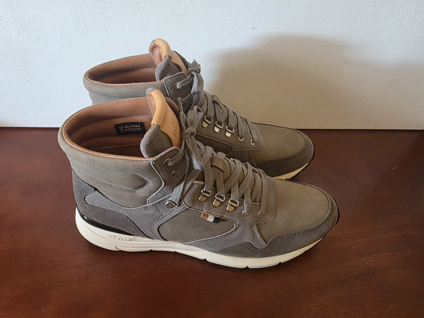 Mens Allen Edmonds Gray Leather Waterproof High-Top Sneakers - photo 2