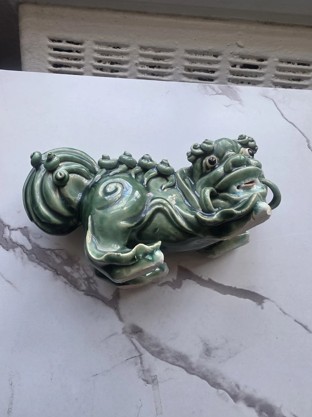 Green Ceramic Foo Dog Statue - photo 2