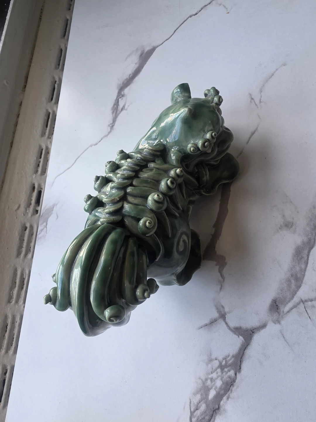 Green Ceramic Foo Dog Statue - photo 3