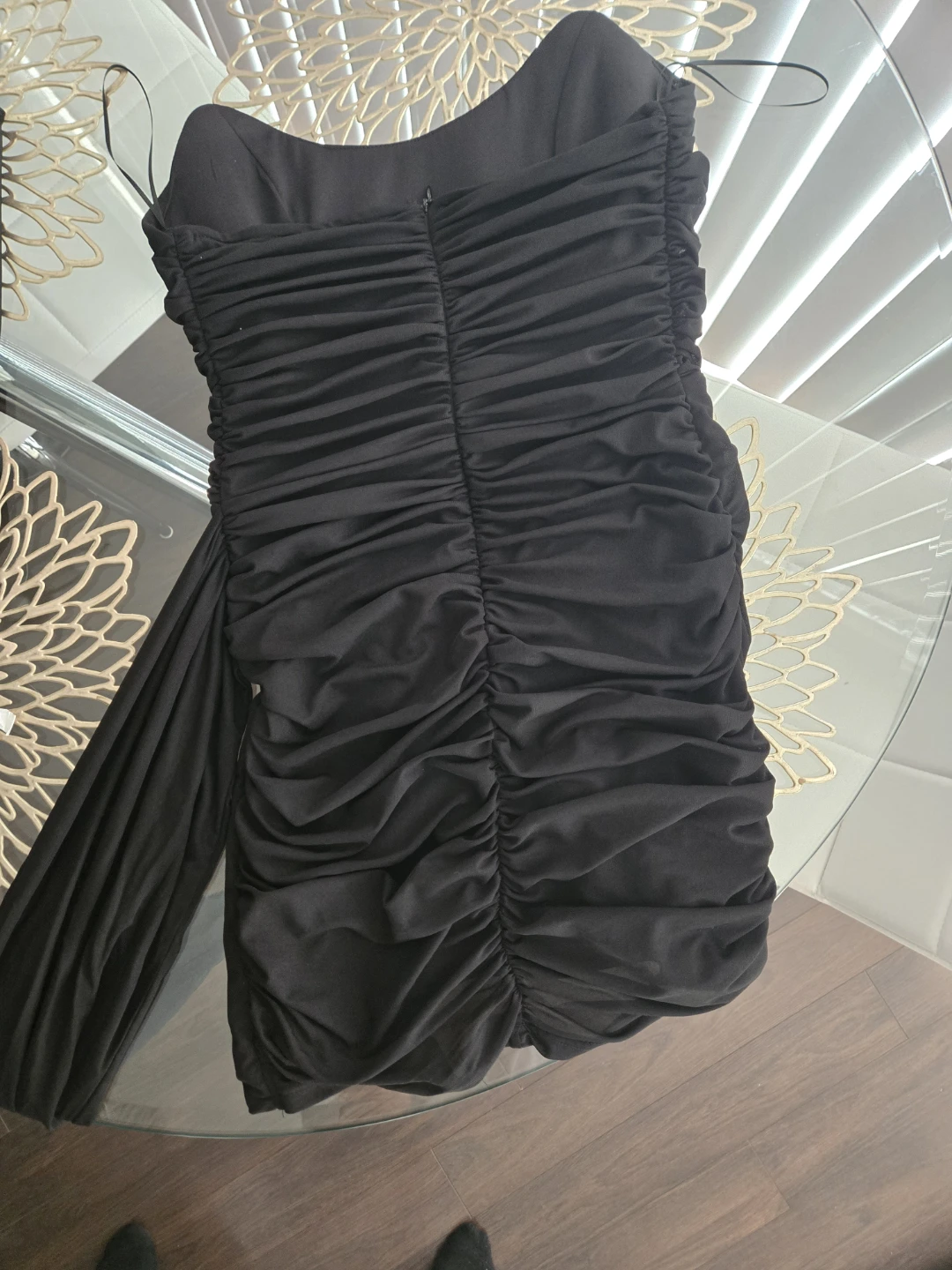 Fashion Nova black strapless ruched mini dress - photo 5