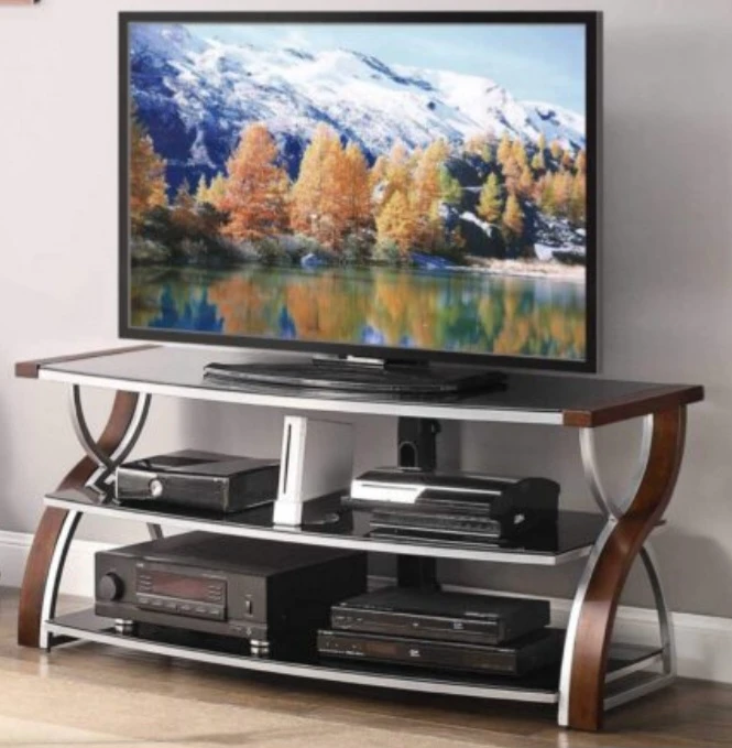 3-Tier TV Stand with Glass Shelves - photo 2