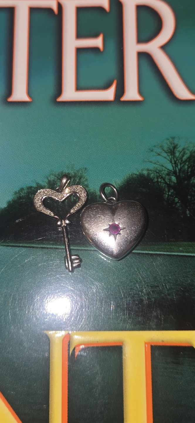 Two Sterling Silver Pendants: Heart Locket & Key - photo 2
